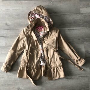 Girls Dollhouse Tan Hooded raincoat
